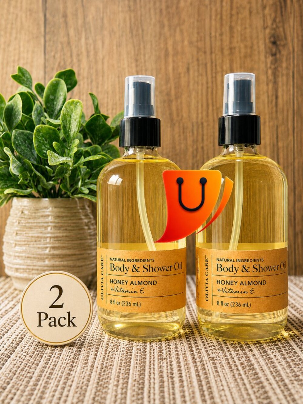 Olivia Care Body & Shower Oil - Honey Almond Vitamin E - 8oz